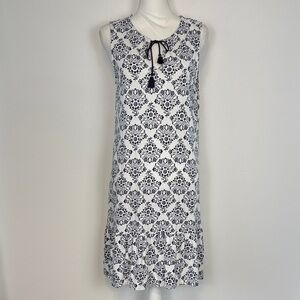 BODEN Arabella White and Blue Sleeveless Jersey Dress. Size 10R.